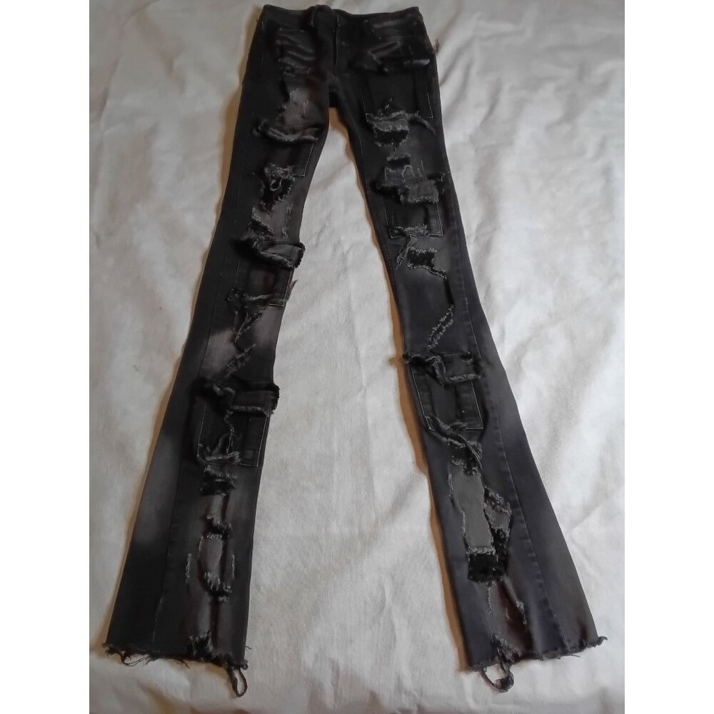 Rockstar Original RSM225 Super Stacked Flare Distressed Denim Jeans Mens 32x44